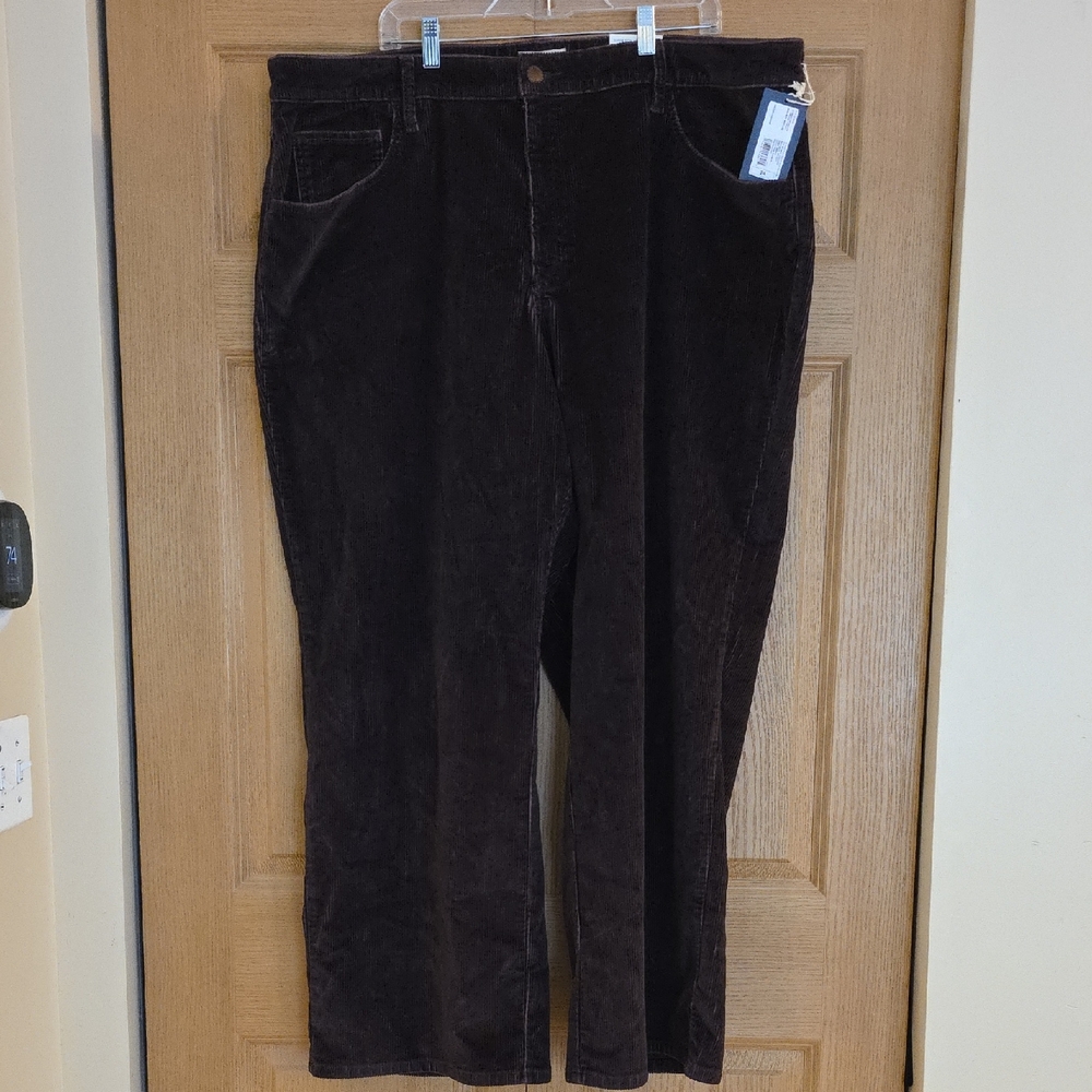 Women's Universal Thread High‎ Rise-Wide Leg Dark Brown Corduroy Trousers Sz 24